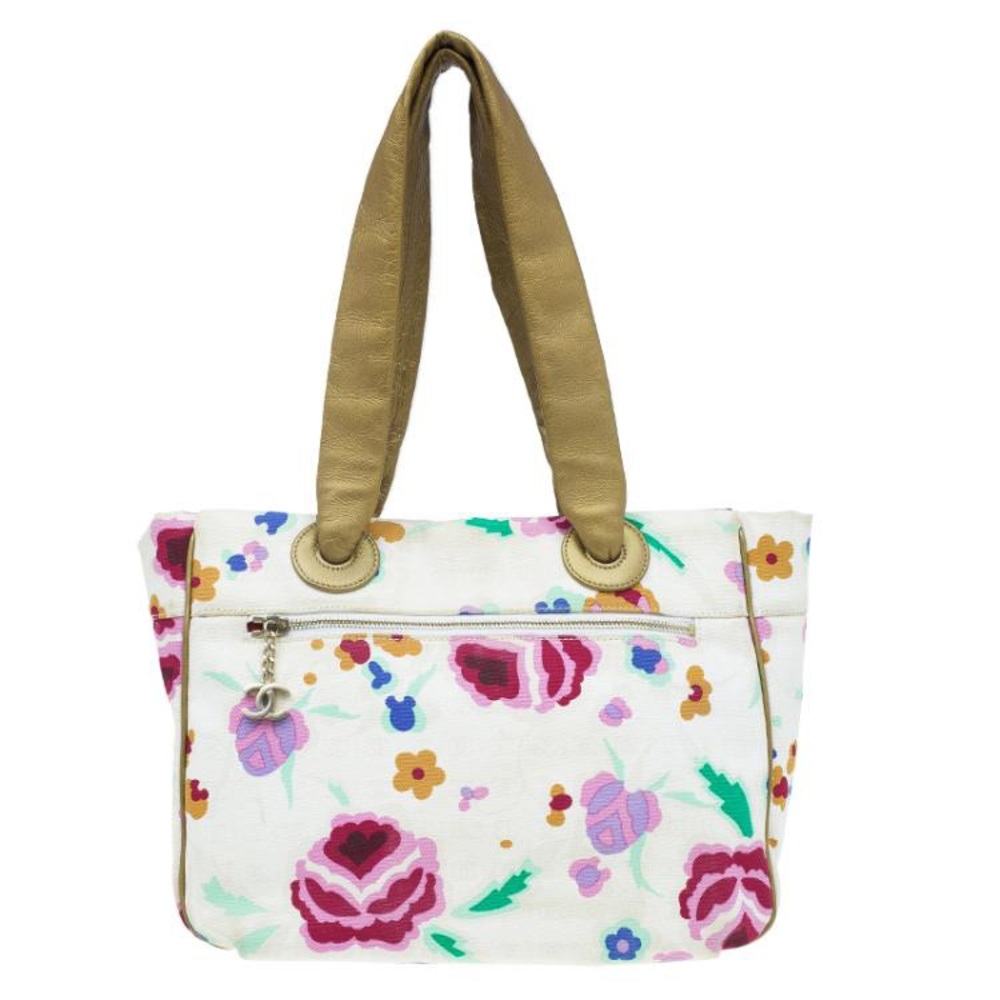 Chanel canvas floral print tote